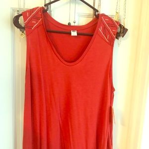 Orange Embroidered Tank